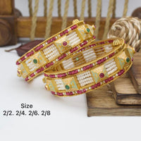 Pooja Bangles Gold Plated Pota Stone  And Meenakari OpenableBangles Set