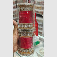 Pooja Bangles Gold Plated Kundan Stone Bridal Chura Bangle Set