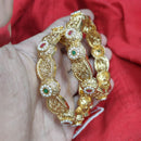 Pooja Bangles Gold Plated Pota Stone  And Pearl Bangles Set