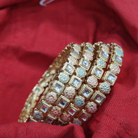 Pooja Bangles Gold Plated Kundan Stone Meenakari Bangles Set