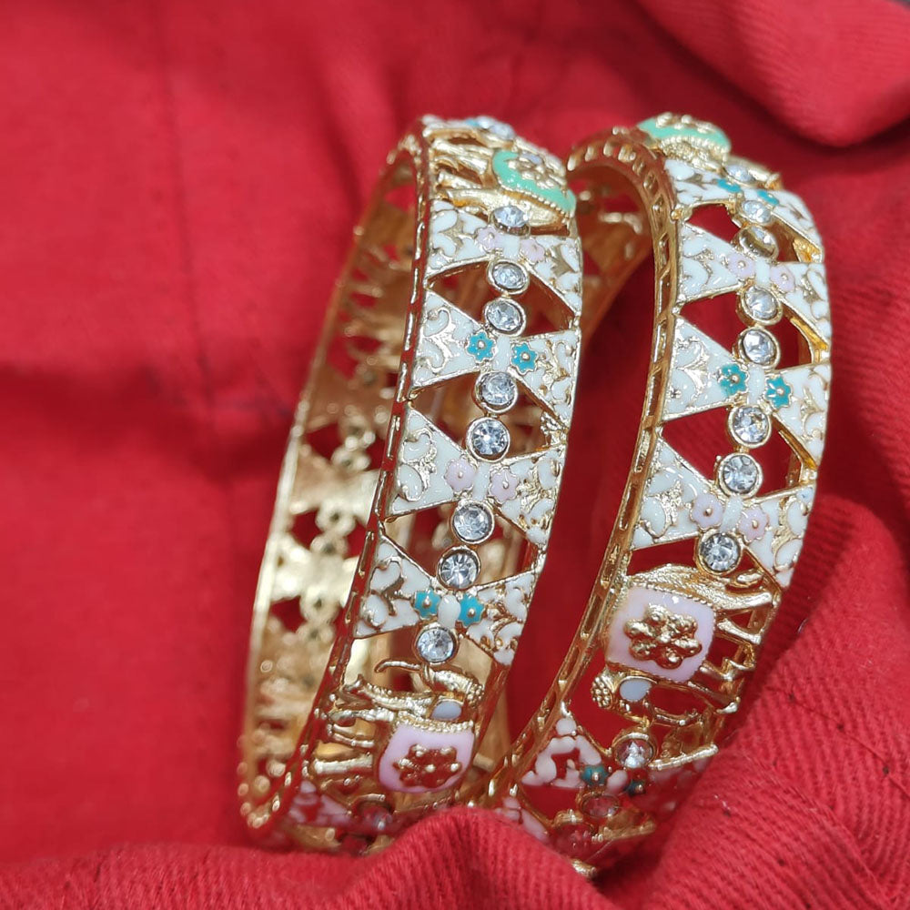Pooja Bangles Ethnic Charm Gold Plated Meenakari And Austrian Bangle Set