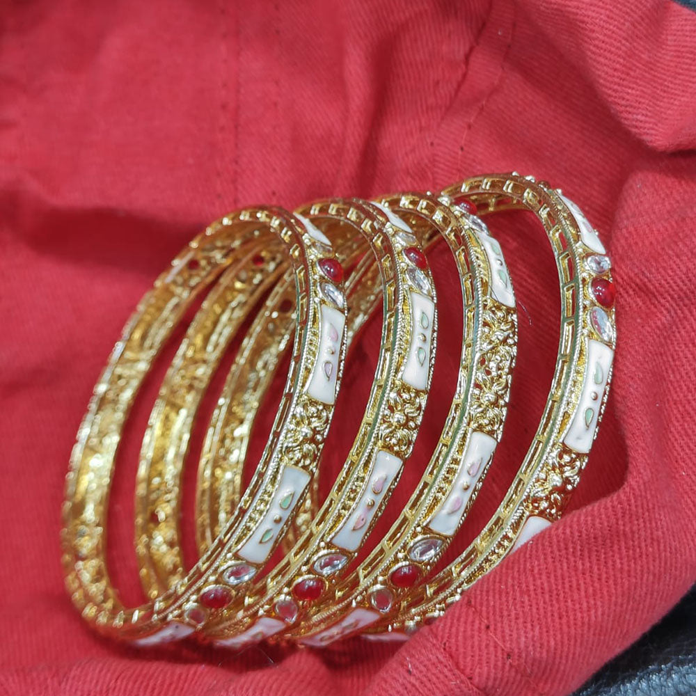 Pooja Bangles Ethnic Charm Gold Plated Meenakari Bangle Set