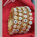 Pooja Bangles Gold Plated Pota Stone  And Pearl Bangles Set
