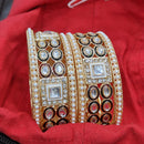 Pooja Bangles Gold Plated Kundan Stone And Pearl Bangle Set