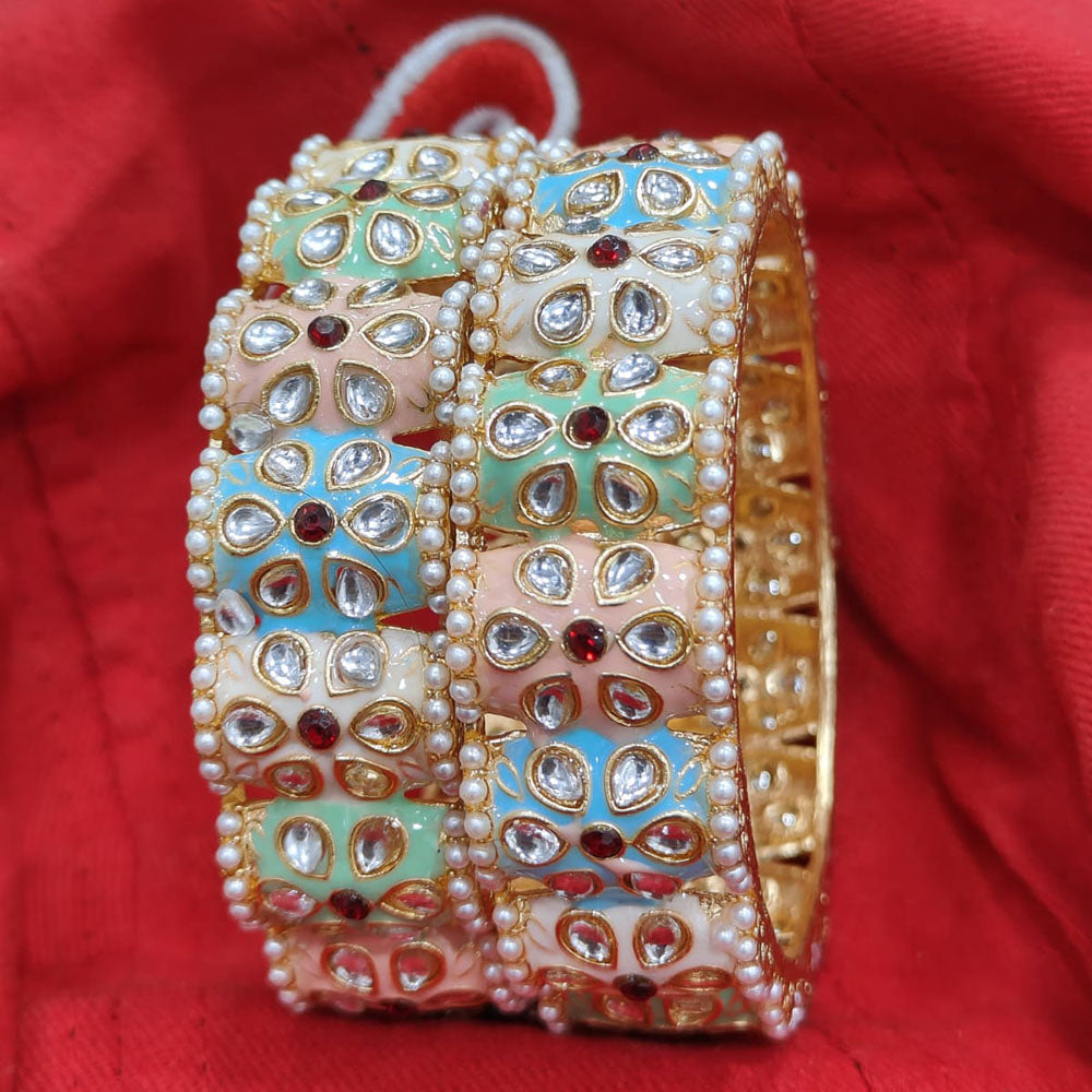Pooja Bangles Gold Plated Kundan Stone Meenakari Bangles Set