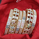 Pooja Bangles Ethnic Charm Gold Plated Meenakari And Pearl Bangle Set