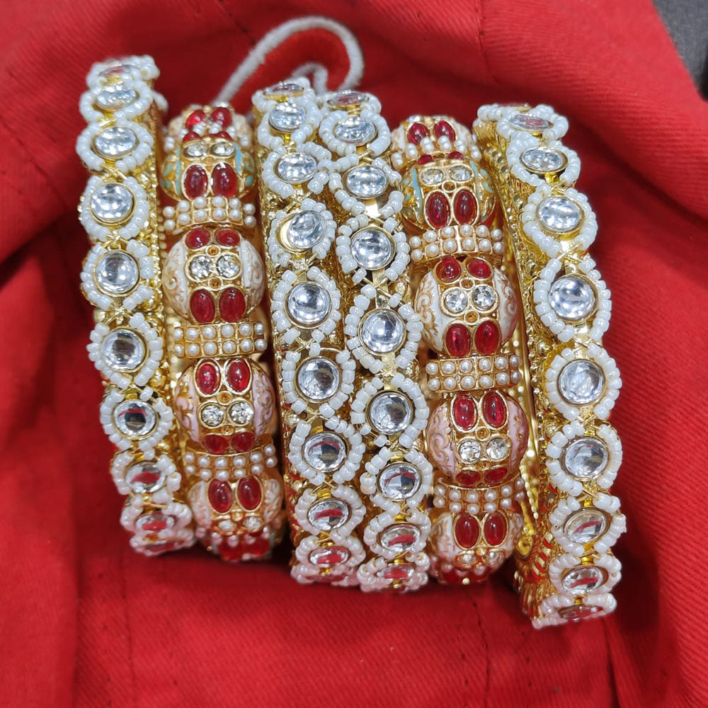 Pooja Bangles Gold Plated Kundan Stone Meenakari Bangles Set