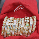 Pooja Bangles Ethnic Charm Gold Plated Meenakari And Pearl Bangle Set