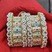 Pooja Bangles Gold Plated Meenakari Pearl And Kundan Bangles Set