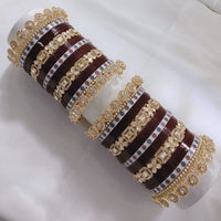 Pooja Bangles Gold Plated Austrian Stone Acrylic Bangles Set