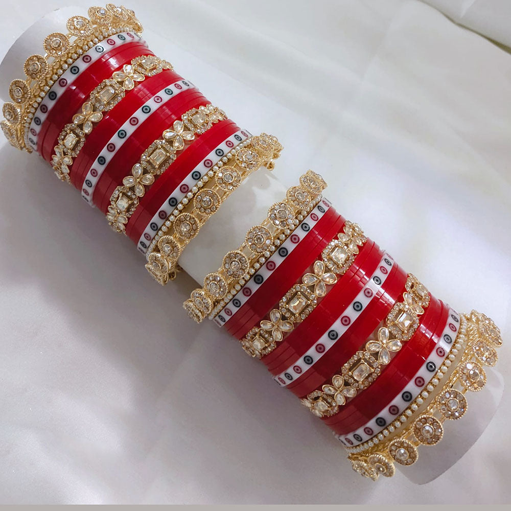 Pooja Bangles Gold Plated Austrian Stone Acrylic Bangles Set