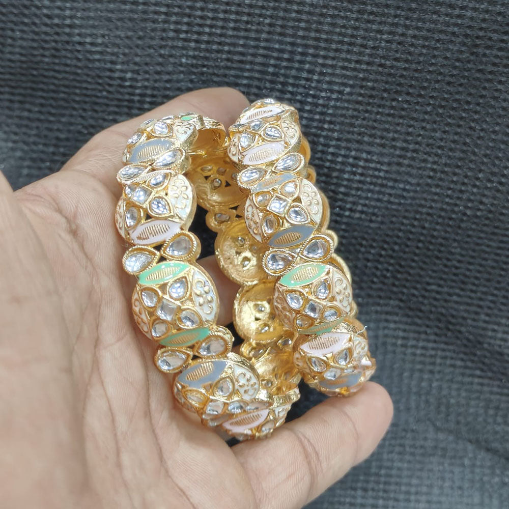 Pooja Bangles Gold Plated Kundan Stone And Meenakari Bangles Set