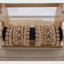 Pooja Bangles Gold Plated Pota Stone And Pearl Bangles Set