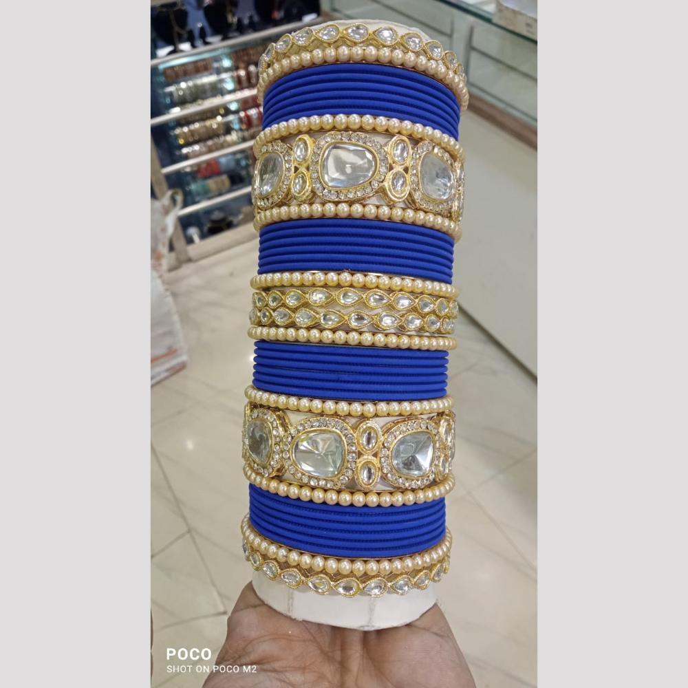 Pooja Bangles Gold Plated Kundan And Austrian Bangles Set