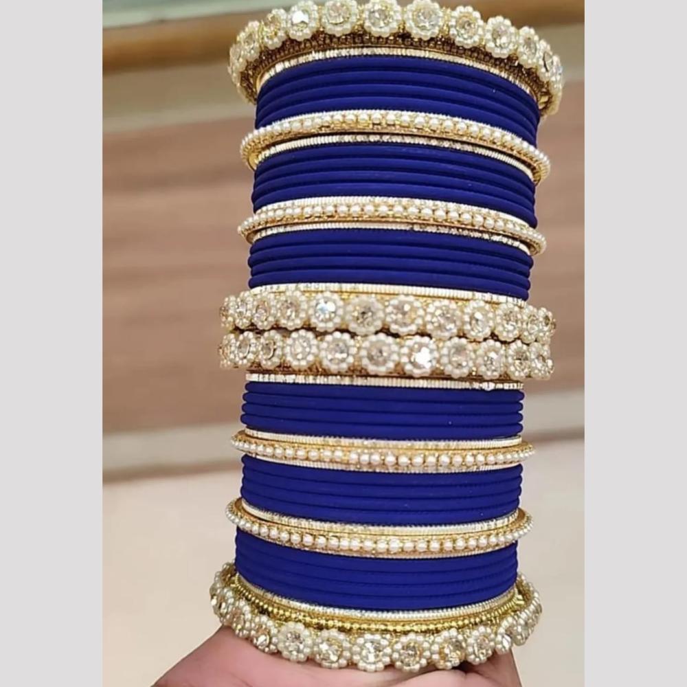 Pooja Bangles Gold Plated Austrian And Pearl Bangles Set