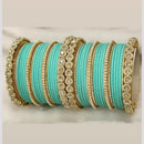 Pooja Bangles Gold Plated Austrian And Pearl Bangles Set