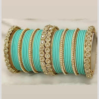Pooja Bangles Gold Plated Austrian And Pearl Bangles Set