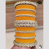 Pooja Bangles Gold Plated Austrian And Pearl Bangles Set