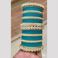 Pooja Bangles Gold Plated Austrian And Pearl Bangles Set 