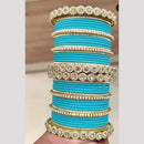 Pooja Bangles Gold Plated Austrian And Pearl Bangles Set