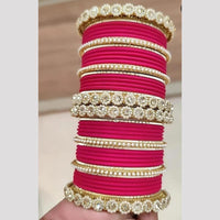 Pooja Bangles Gold Plated Austrian And Pearl Bangles Set