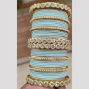 Pooja Bangles Gold Plated Austrian And Pearl Bangles Set