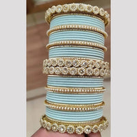 Pooja Bangles Gold Plated Austrian And Pearl Bangles Set