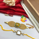 Pooja Bangles Gold Plated Bhaiya And Bhabhi Kundan Stone Rakhi Combo