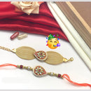 Pooja Bangles Gold Plated Bhaiya And Bhabhi Kundan Stone Rakhi Combo