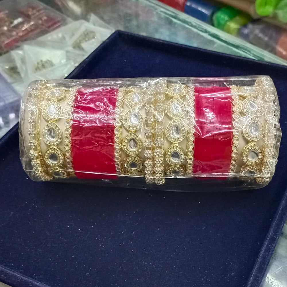Pooja Bangles Kundan Acrylic Bangle Set