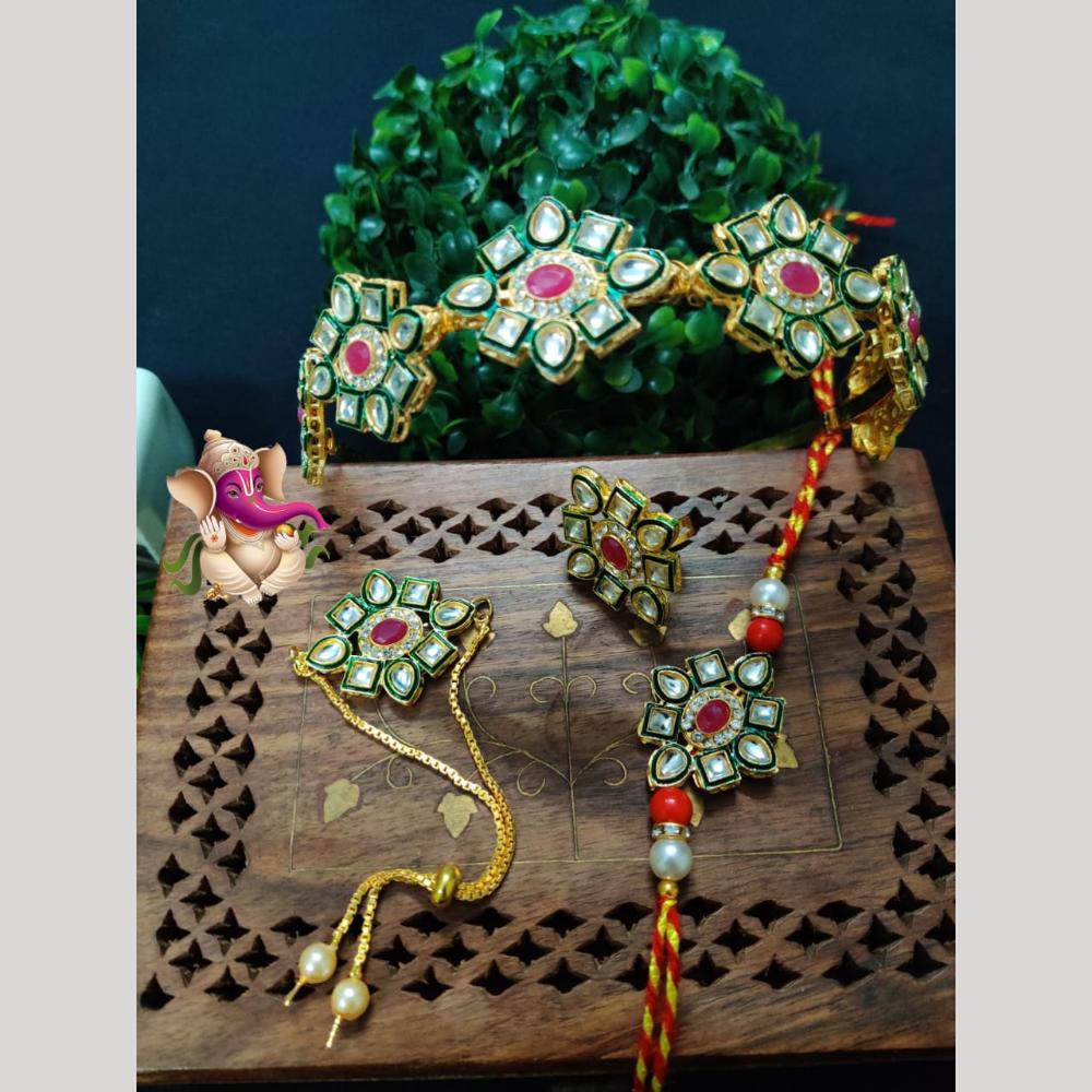 Pooja Bangles Gold Plated Kundan And Austrian Stone Combo Set