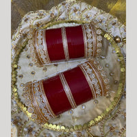 Pooja Bangles Gold Plated Austrian Stone Acrylic Bangles Set 