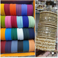 Pooja Bangles Stunning Gold Plated Multi Color Mirror And Pearl Metal Bangle Set