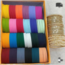 Pooja Bangles Stunning Gold Plated Multi Color Mirror And Pearl Metal Bangle Set