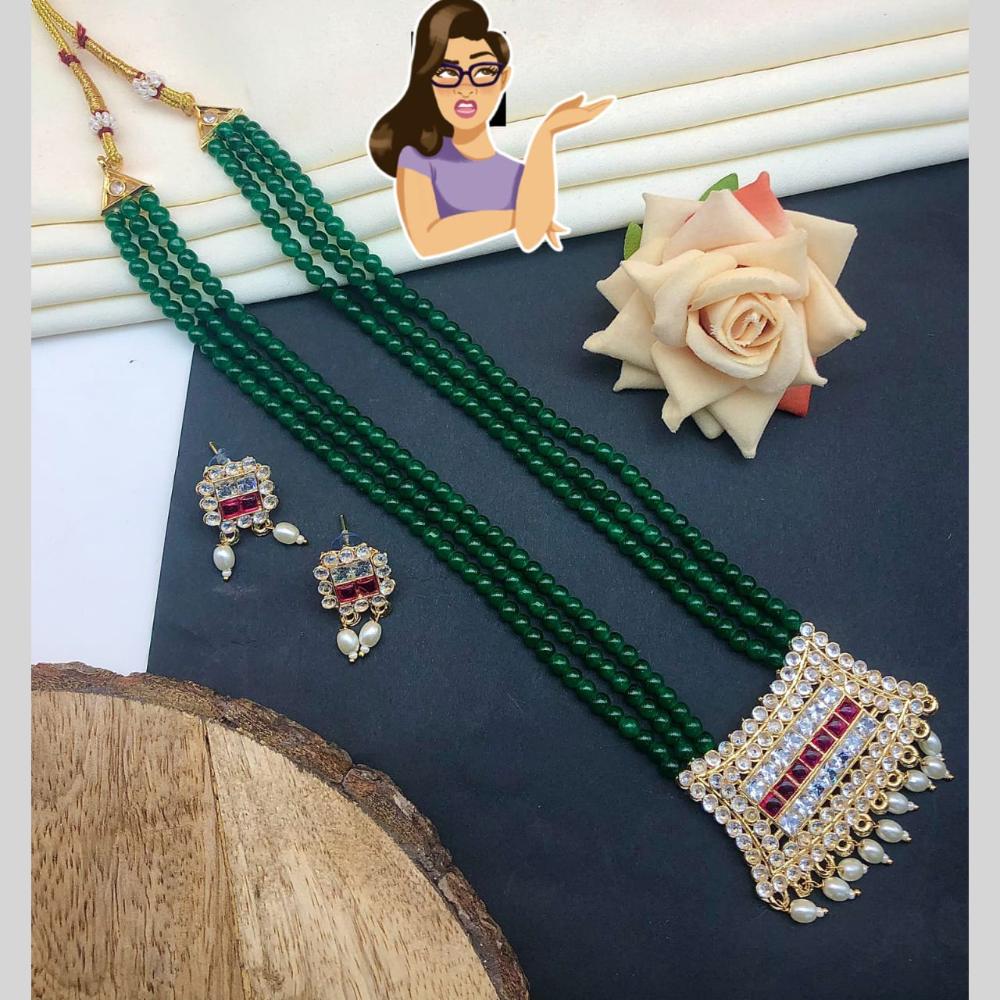 Pooja Bangles Pota Stone & Pearl Long Necklace Set