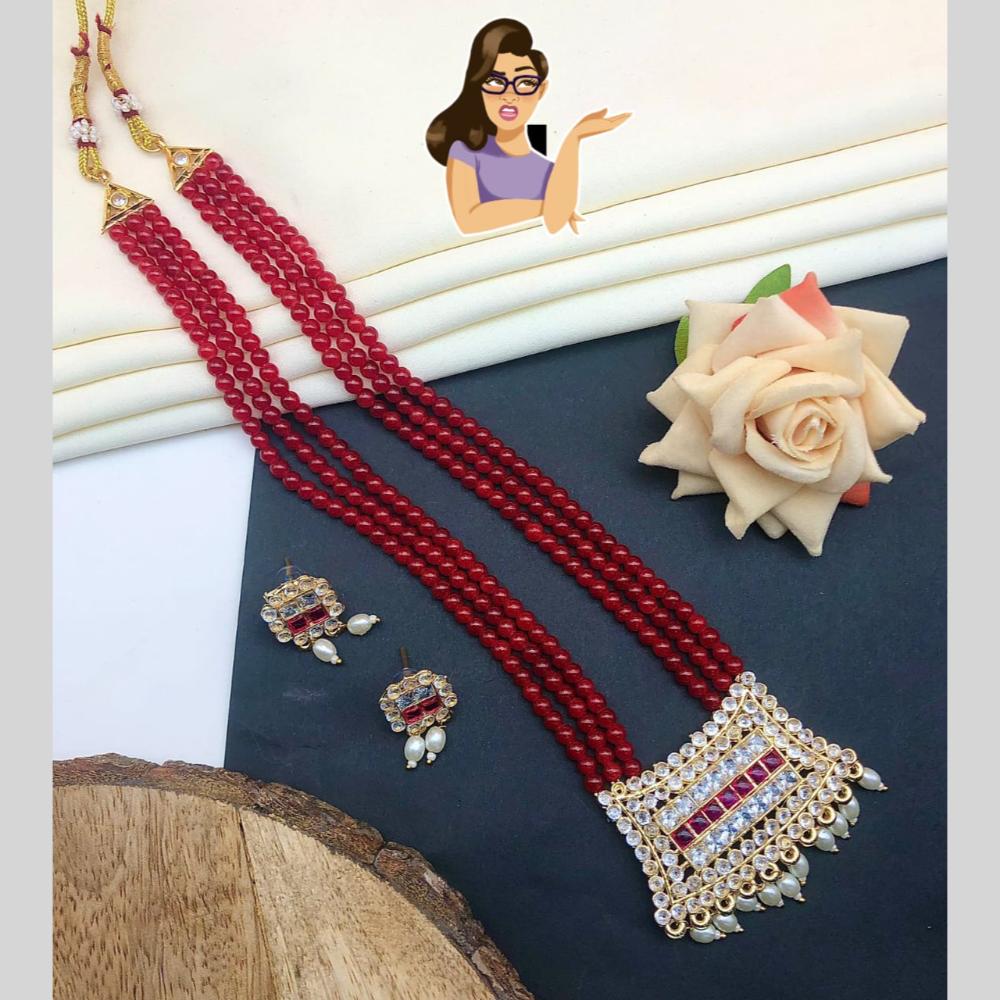 Pooja Bangles Pota Stone & Pearl Long Necklace Set