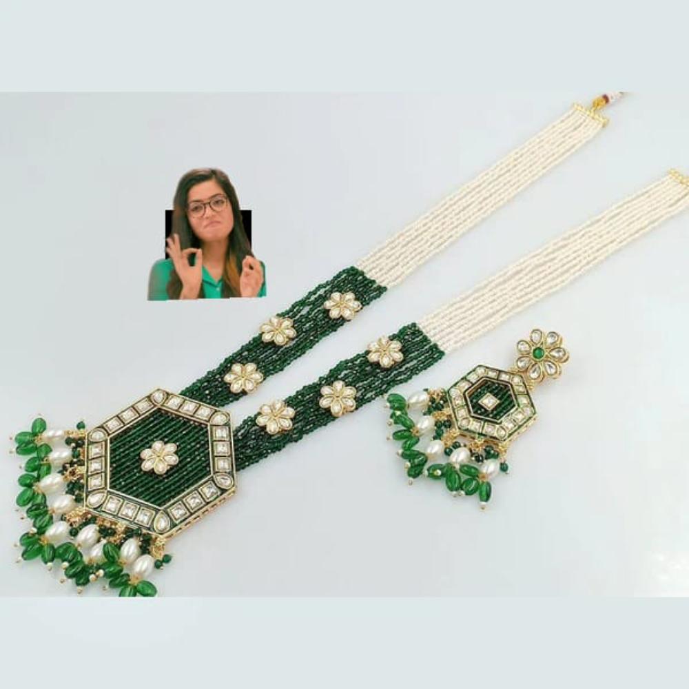 Pooja Bangles Pota Stone & Pearl Long Necklace Set