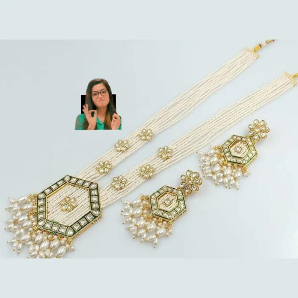 Pooja Bangles Pota Stone & Pearl Long Necklace Set