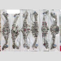 Pooja Bangles Handcrafted Oxidised Pota Stone Necklace Set (1 Pies Only)