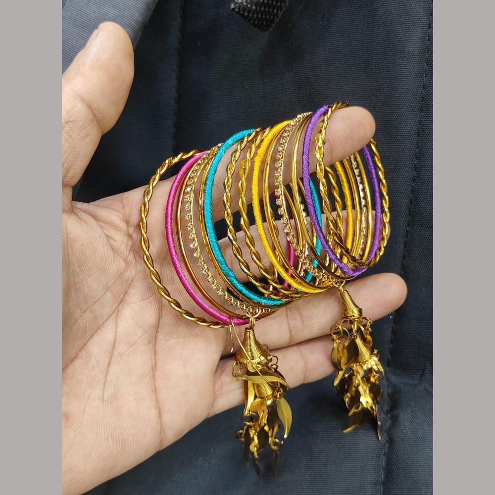 Pooja Bangles Colorful Bangle Set with Shimmery Tassels