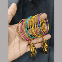 Pooja Bangles Colorful Bangle Set with Shimmery Tassels