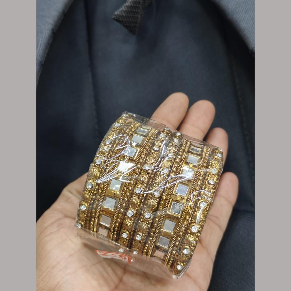 Pooja Bangles Austrian Stone & Mirror Bangle Set for Festivals & Bridal