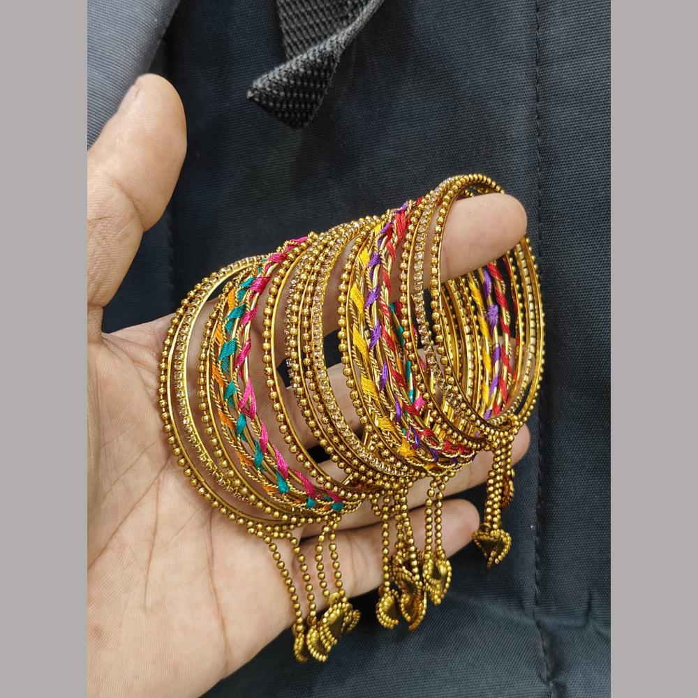 Pooja Bangles Multicolour Silk Thread Bangle Set