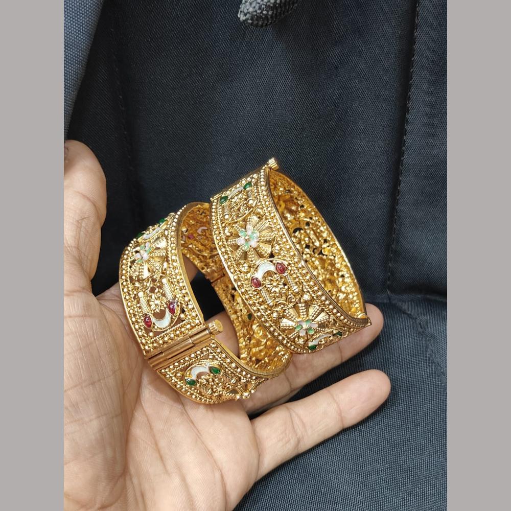 Pooja Bangles Elegant Pota Stone Designer Openable Bangle Set