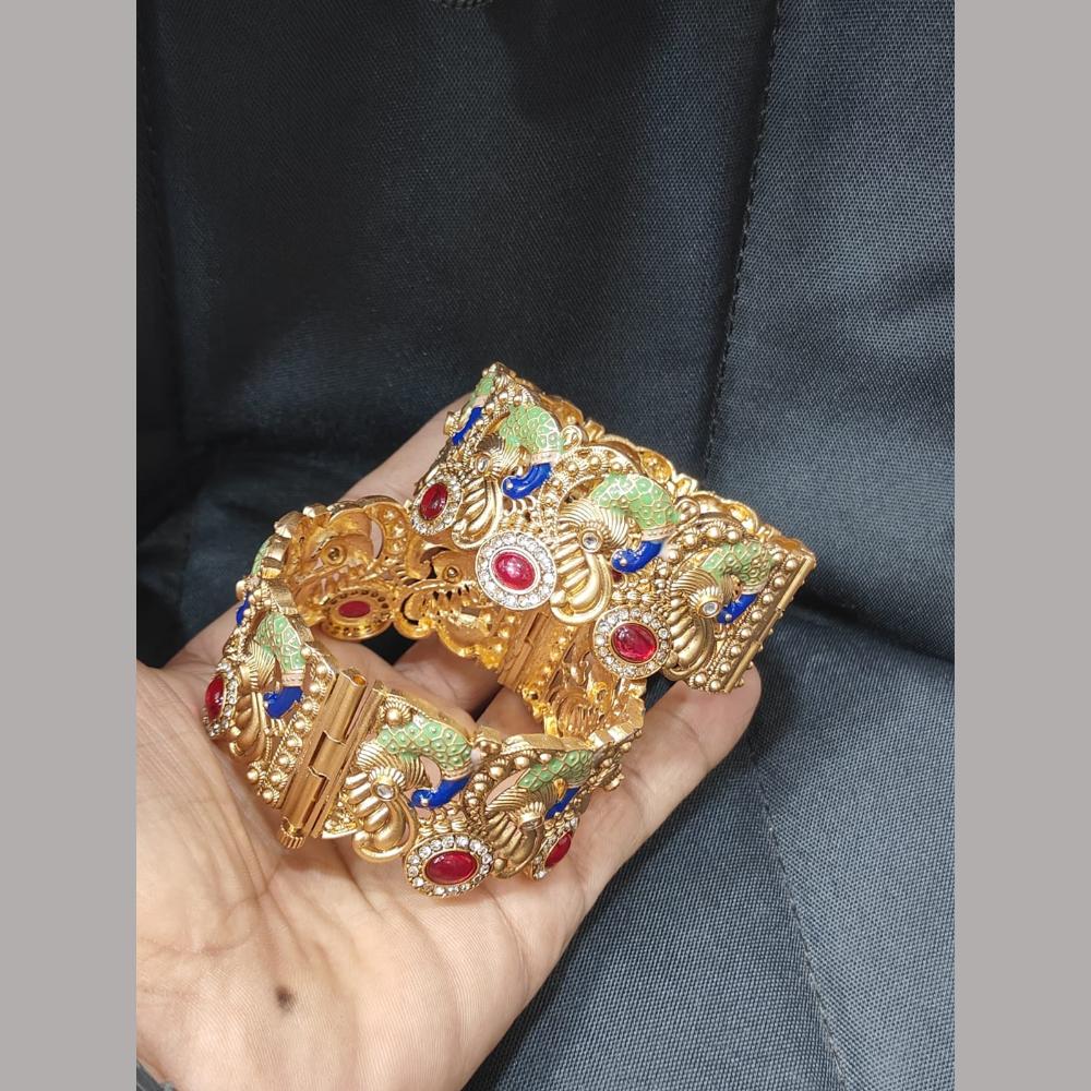 Pooja Bangles Pota Stone Designer Openable Bangle Set