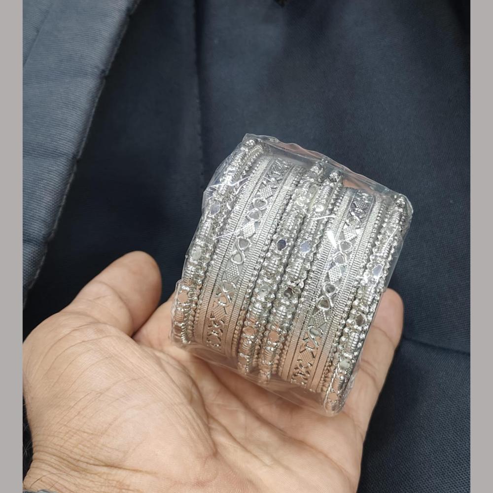 Pooja Bangles Rhodium Plated Elegance Bangle Set