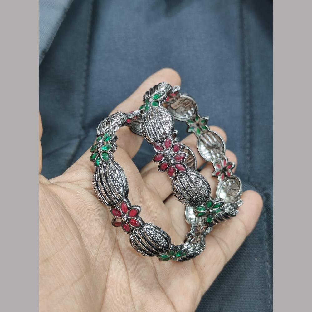 Pooja Bangles Oxidized Sterling Look Tribal Ethnic Bangle Set
