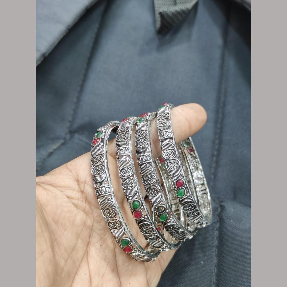 Pooja Bangles Oxidized Sterling Look Tribal Ethnic Bangle Set