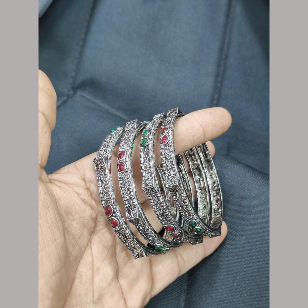 Pooja Bangles Oxidized Sterling Look Tribal Ethnic Bangle Set