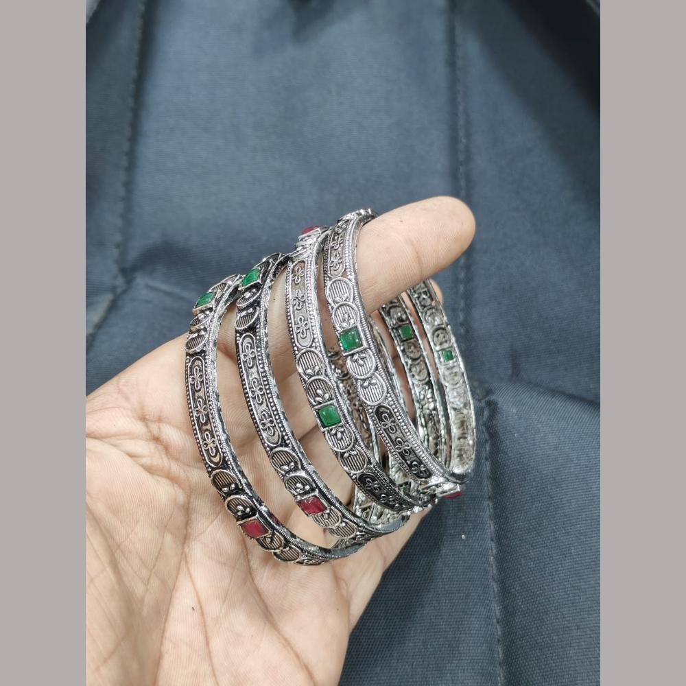 Pooja Bangles Oxidized Sterling Look Tribal Ethnic Bangle Set